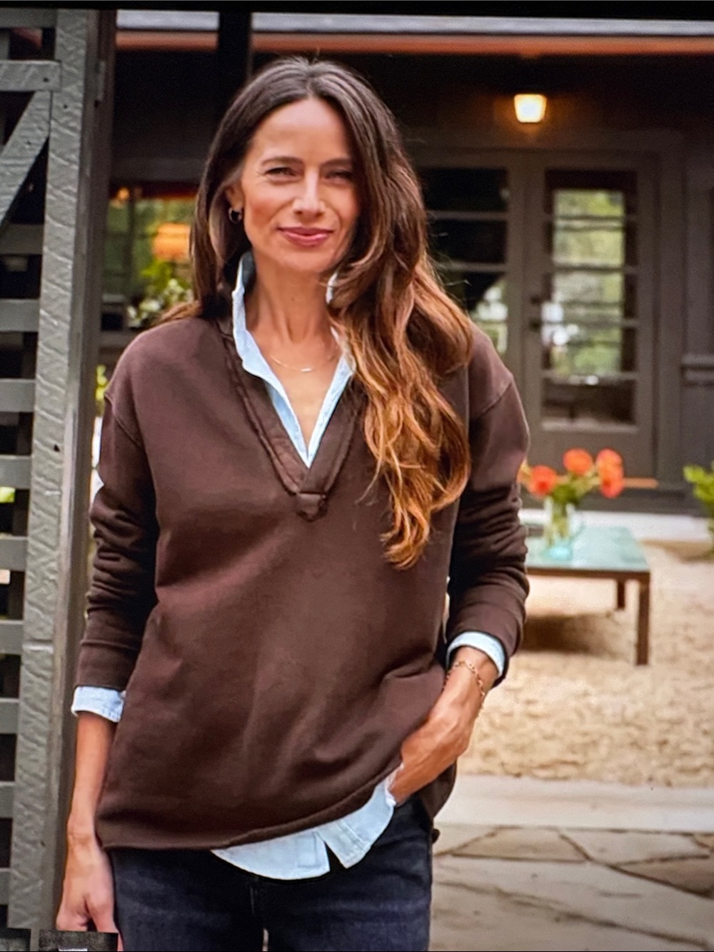Frank& Eileen Patrick Popover Henley in Irish Chocolate S